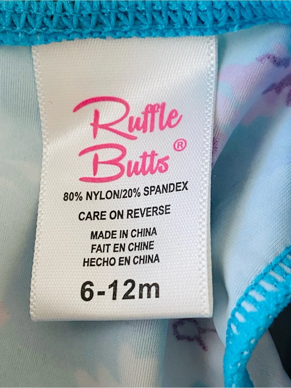 RuffleButts Baby UPF50+  Floral Long Sleeve One Piece Rash Guard 6-12M Swimsuit